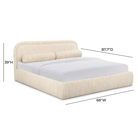 Murielle Taupe Textured Boucle Queen Bed Model: TOV-B69139