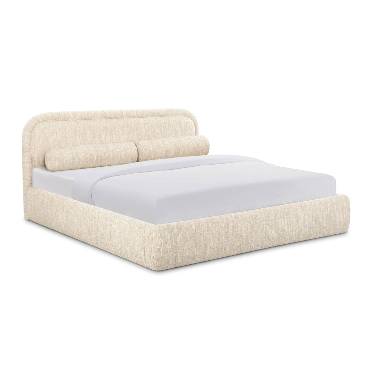 Murielle Taupe Textured Boucle King Bed Model: TOV-B69140