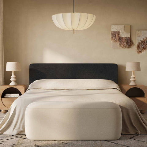 Isla Charcoal Textured Velvet Queen Bed Model: TOV-B69164