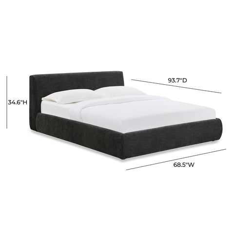 Isla Charcoal Textured Velvet Queen Bed Model: TOV-B69164
