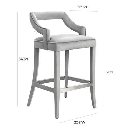 Tiffany Grey Velvet Counter Stool Model: TOV-BS20