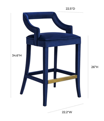 Tiffany Navy Velvet Counter Stool Model: TOV-BS22