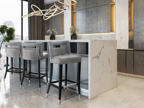 Hart Grey Velvet Counter Stool Model: TOV-BS26