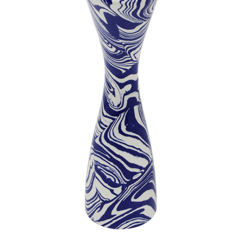 Serene Blue & White Swirl Resin Large Candlestick Model: TOV-C18468