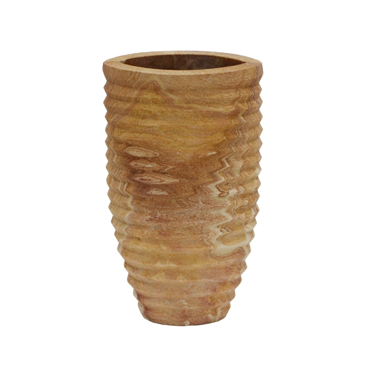 Saava Ribbed Stone Vase in Sandstone Model: TOV-C18521