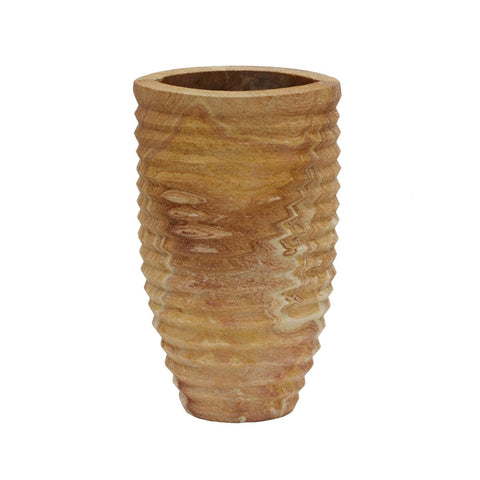 Saava Ribbed Stone Vase in Sandstone Model: TOV-C18521