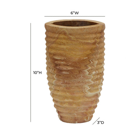 Saava Ribbed Stone Vase in Sandstone Model: TOV-C18521
