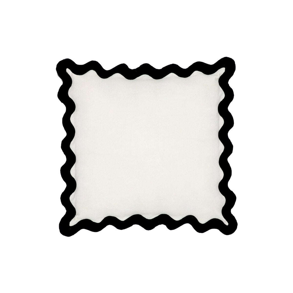 Scalloped Edge Black and White Cotton Velvet Throw Pillow Model: TOV-C18602