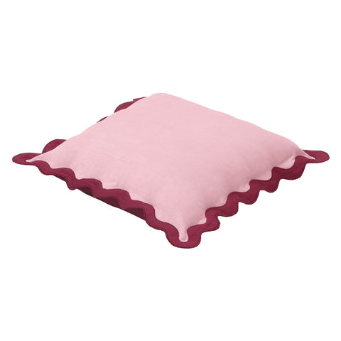 Scalloped Edge Magenta and Pink Cotton Velvet Throw Pillow Model: TOV-C18603
