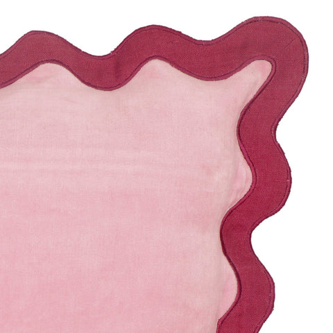 Scalloped Edge Magenta and Pink Cotton Velvet Throw Pillow Model: TOV-C18603