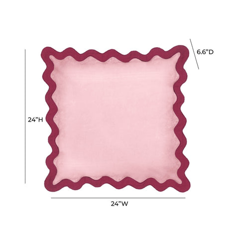 Scalloped Edge Magenta and Pink Cotton Velvet Throw Pillow Model: TOV-C18603