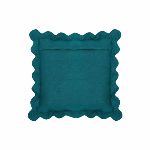 Scalloped Edge Blue and Pink Linen Throw Pillow Model: TOV-C18605