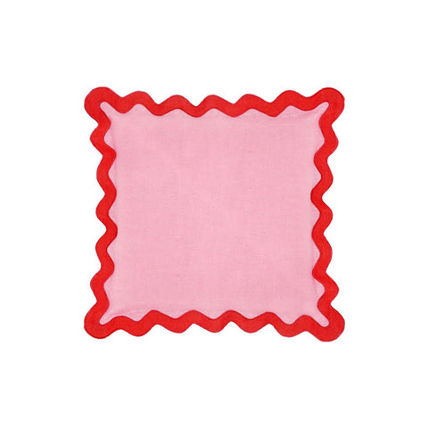 Scalloped Edge Rust and Pink Linen Throw Pillow Model: TOV-C18606