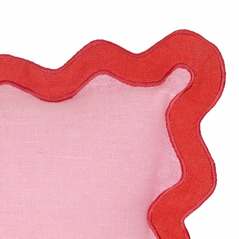 Scalloped Edge Rust and Pink Linen Throw Pillow Model: TOV-C18606