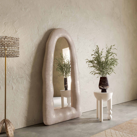 Kaia Cream Textured Small Floor Mirror Model: TOV-C18647