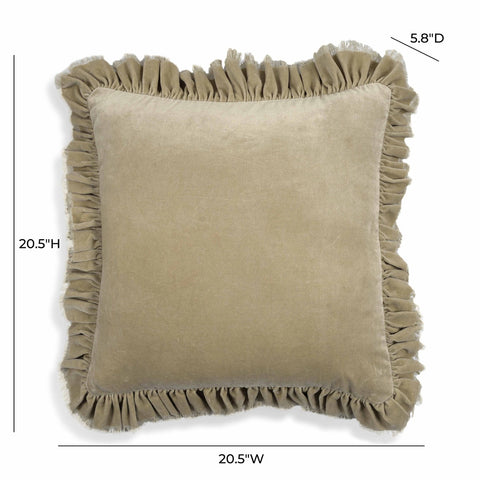 Alessia Distressed Beige Velvet Pillow Model: TOV-C18689