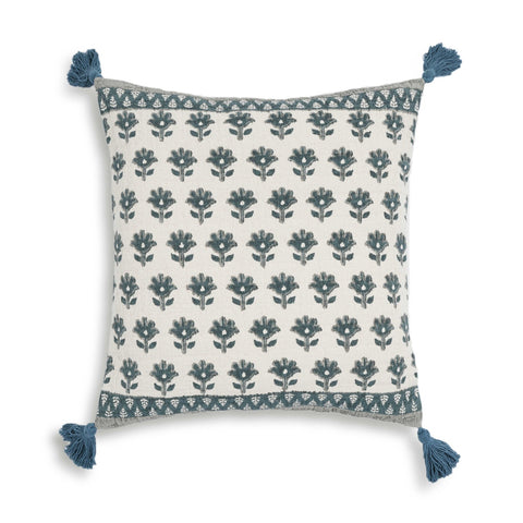 Blossom Printed Cotton Tassel 20" Accent Cushion Model: TOV-C18693