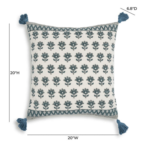 Blossom Printed Cotton Tassel 20" Accent Cushion Model: TOV-C18693