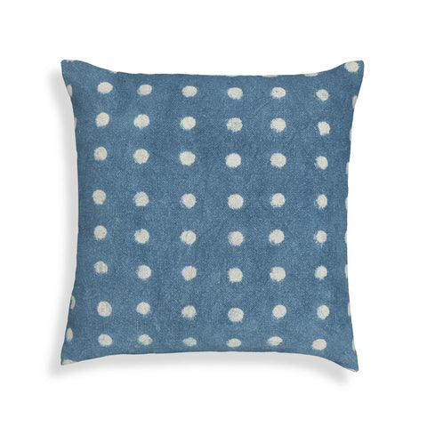 Indigo Dots Cotton 20" Square Accent Pillow Model: TOV-C18735
