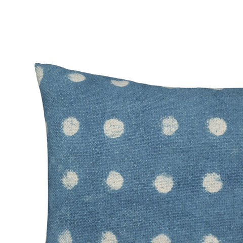 Indigo Dots Cotton 20" Square Accent Pillow Model: TOV-C18735