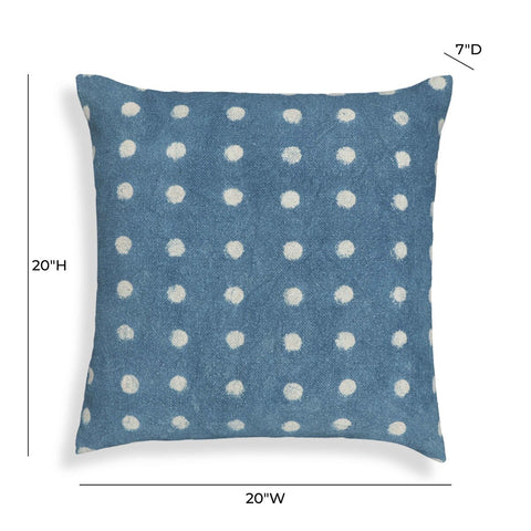 Indigo Dots Cotton 20" Square Accent Pillow Model: TOV-C18735