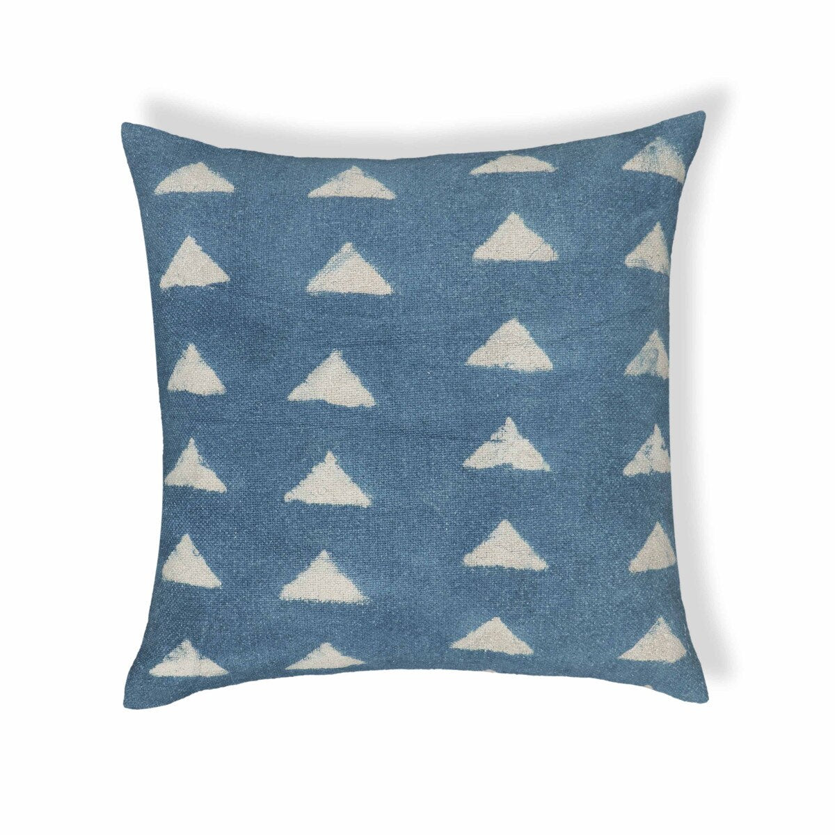 Indigo Triangles Cotton 20" Square Accent Pillow Model: TOV-C18736