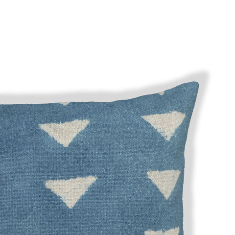 Indigo Triangles Cotton 20" Square Accent Pillow Model: TOV-C18736