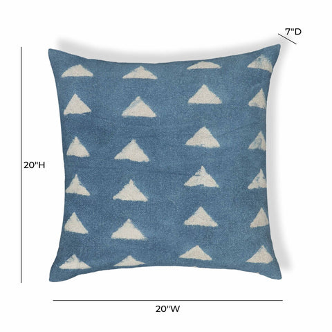 Indigo Triangles Cotton 20" Square Accent Pillow Model: TOV-C18736
