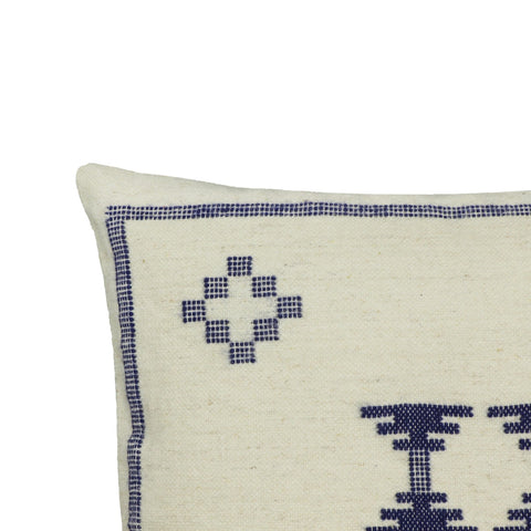 Aztec Cream & Indigo Wool 20" Square Accent Cushion Model: TOV-C18737