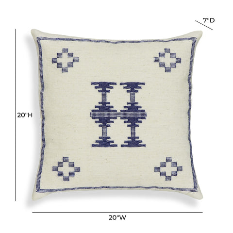 Aztec Cream & Indigo Wool 20" Square Accent Cushion Model: TOV-C18737