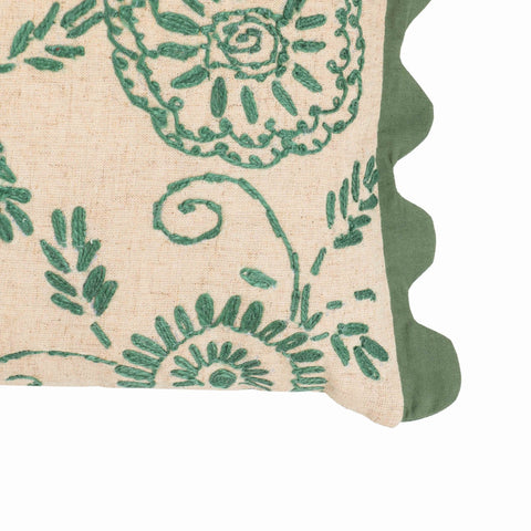 Portia Aqua Embroidered Cotton Flex 20" x 12" Accent Cushion Model: TOV-C18741