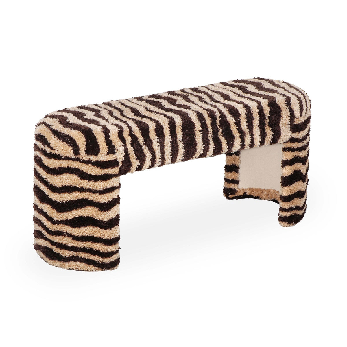 Zebra Brown Striped Tufted Bench Model: TOV-C18748