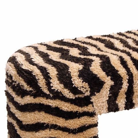 Zebra Brown Striped Tufted Bench Model: TOV-C18748
