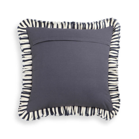 Alessia Navy Striped Ruffle 20" Square Accent Pillow Model: TOV-C18749