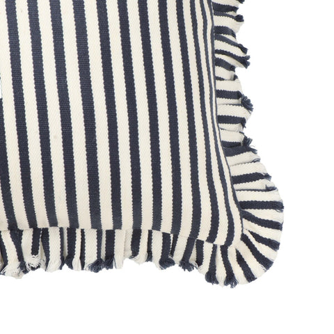 Alessia Navy Striped Ruffle 20" Square Accent Pillow Model: TOV-C18749