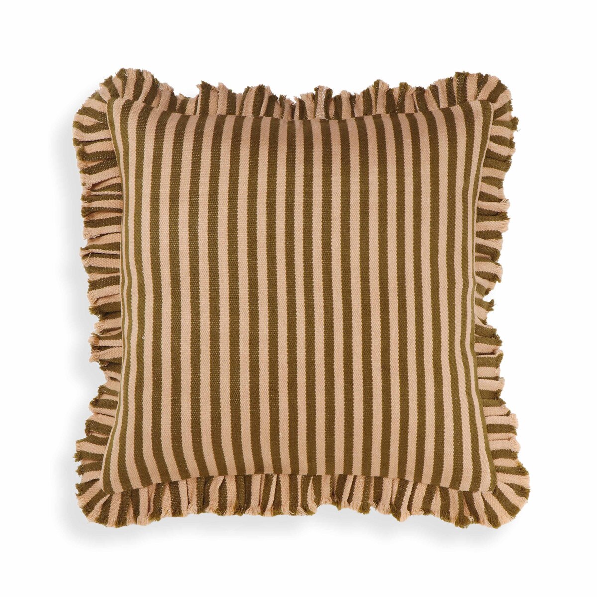 Alessia Taupe Striped Ruffle 20" Square Accent Pillow Model: TOV-C18750