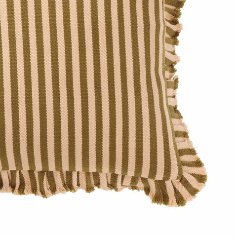 Alessia Taupe Striped Ruffle 20" Square Accent Pillow Model: TOV-C18750