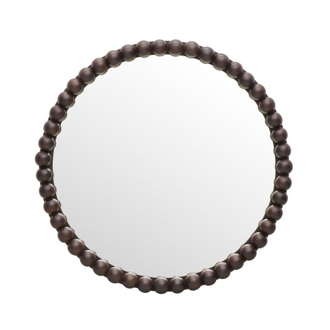 Baria Walnut Finish Round Wall Mirror Model: TOV-C18783