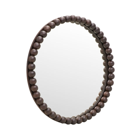 Baria Walnut Finish Round Wall Mirror Model: TOV-C18783