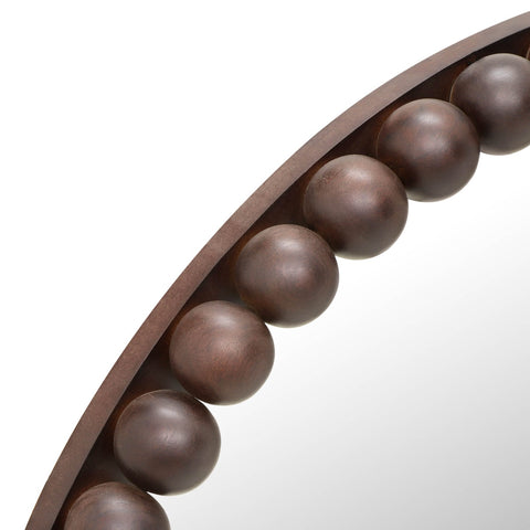 Baria Walnut Finish Round Wall Mirror Model: TOV-C18783