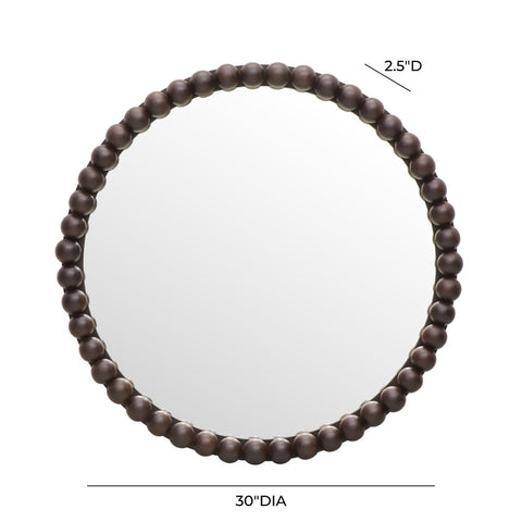 Baria Walnut Finish Round Wall Mirror Model: TOV-C18783