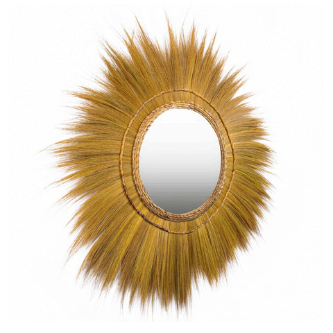 Mettu Natural Grass Round Wall Mirror Model: TOV-C21004