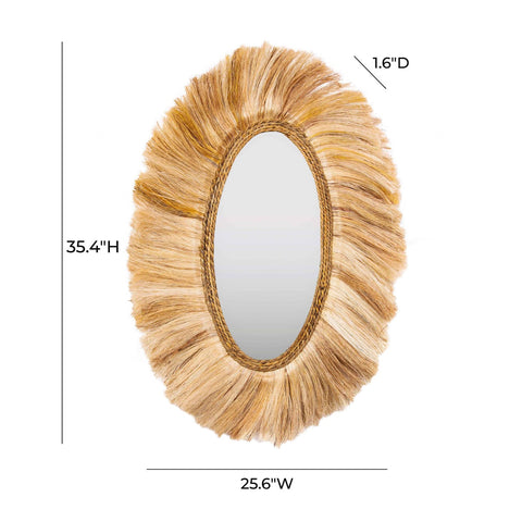 Tribal Natural Abaca Grass Oval Wall Mirror Model: TOV-C21005