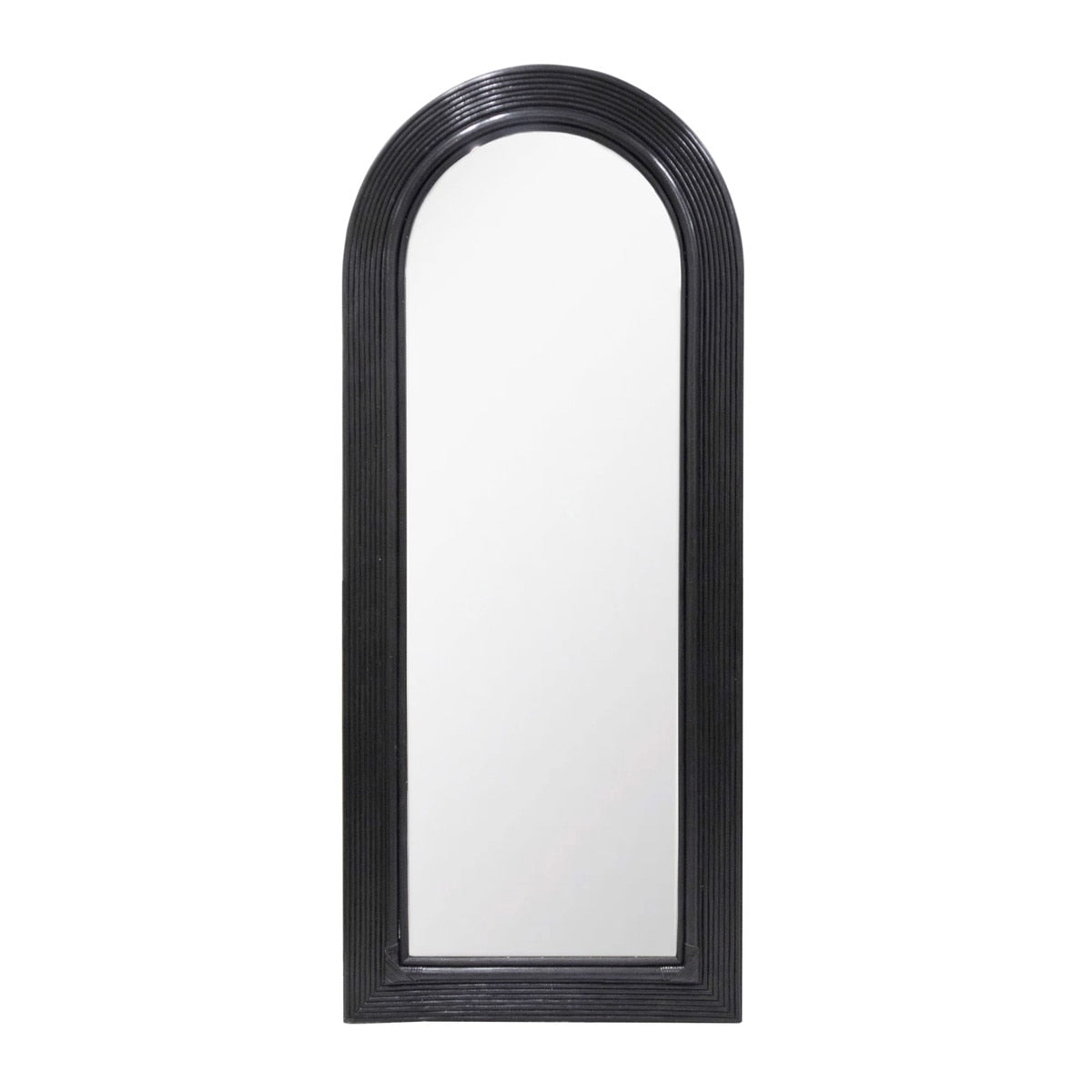 Tanya Black Rattan 70" Floor Mirror Model: TOV-C54315