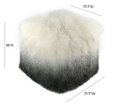 Tibetan Sheep White to Grey Pouf Model: TOV-C5713