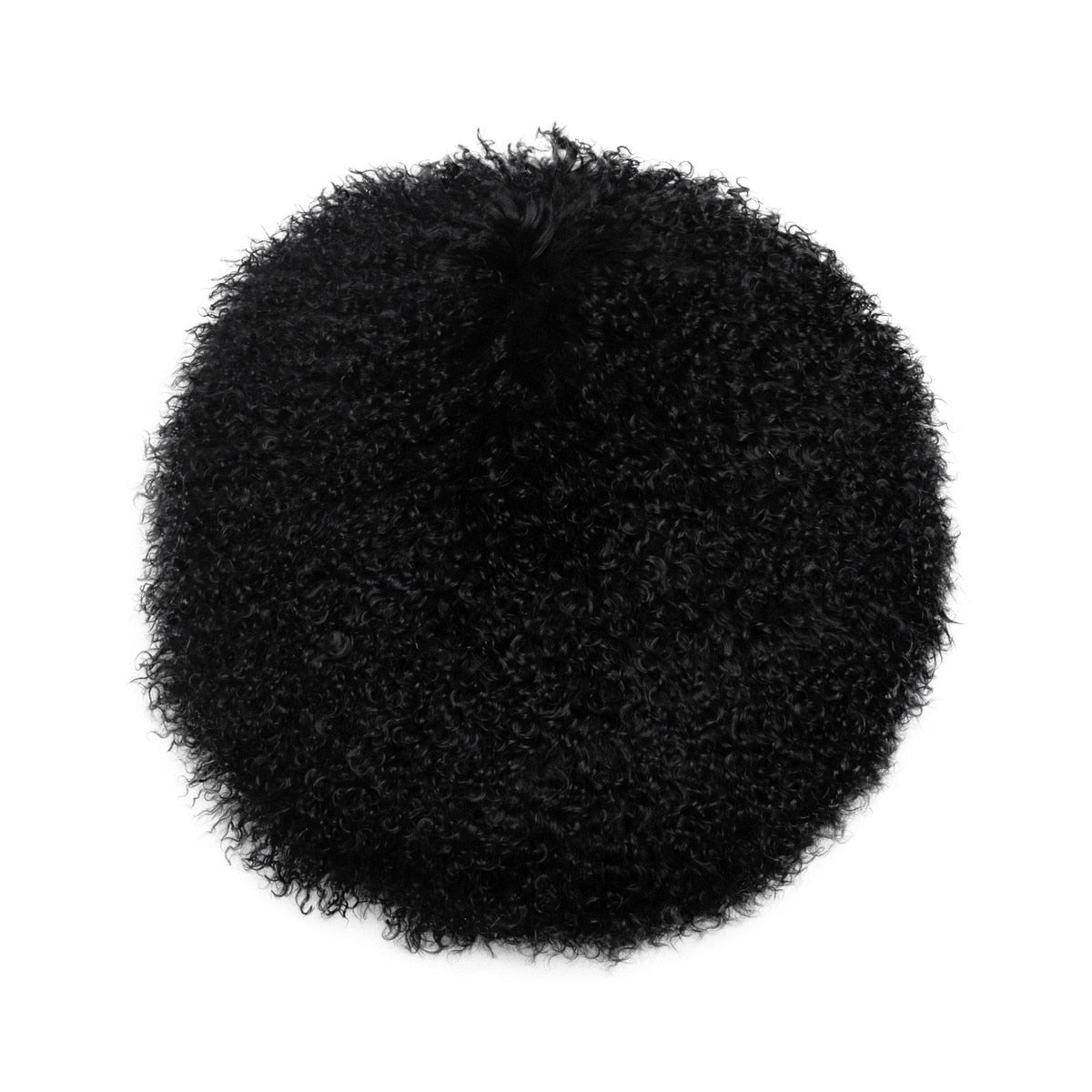 New Zealand Black Sheepskin 16" Round Pillow Model: TOV-C68254
