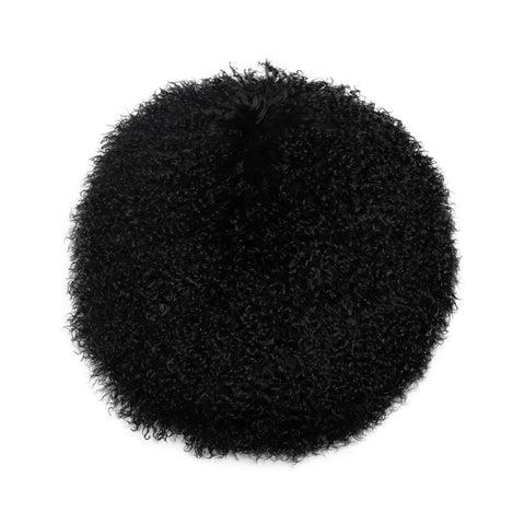 New Zealand Black Sheepskin 16" Round Pillow Model: TOV-C68254
