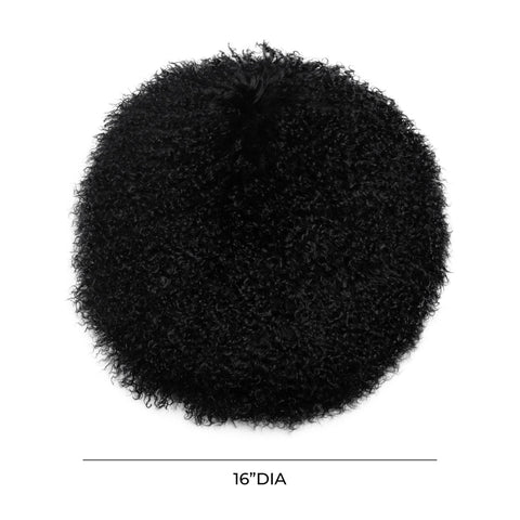New Zealand Black Sheepskin 16" Round Pillow Model: TOV-C68254