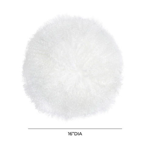 New Zealand White Sheepskin 16" Round Pillow Model: TOV-C68255