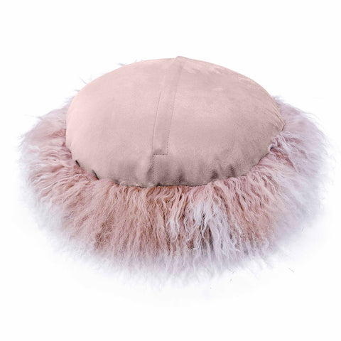 Ruby Genuine Tibetan Lamb Fur 16" Round Pillow Model: TOV-C68531